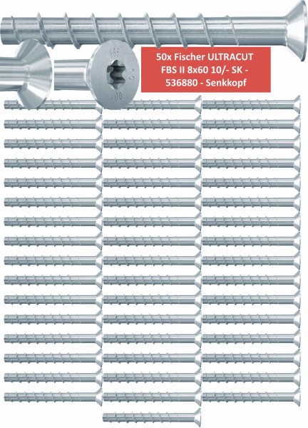 Fischer Betonschrauben Senkkopf UltraCut FBS II 8x60 10/- SK - 50 Stück