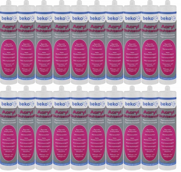 Beko 20x Acryl Acryldichtstoff 310ml - weiß - Fugendichtmasse
