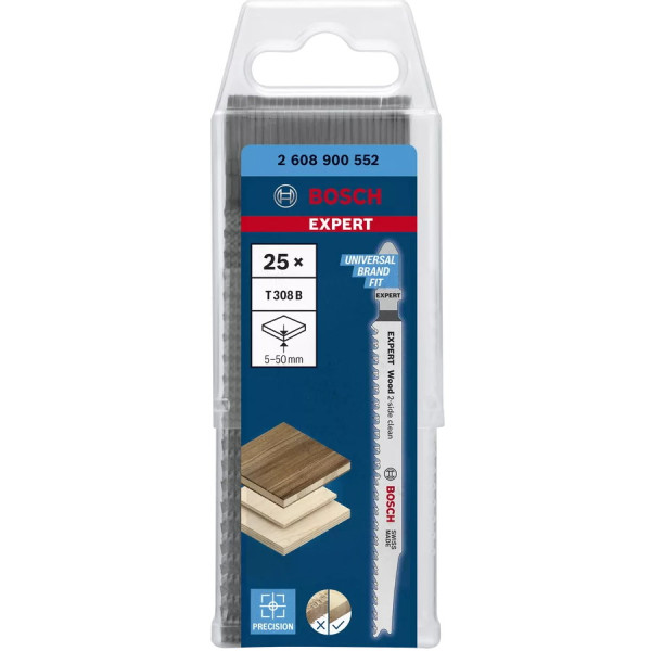Bosch Stichsägeblätter T308B - für Holz - 117mm - 25 Stück - 2608900552