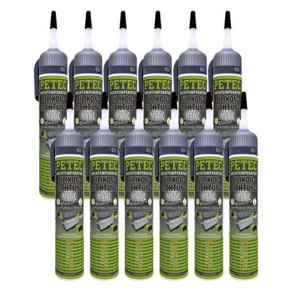Petec Silikondichtung 1K MATIC schwarz dauerelastisch Set - 12 Stück - 97720