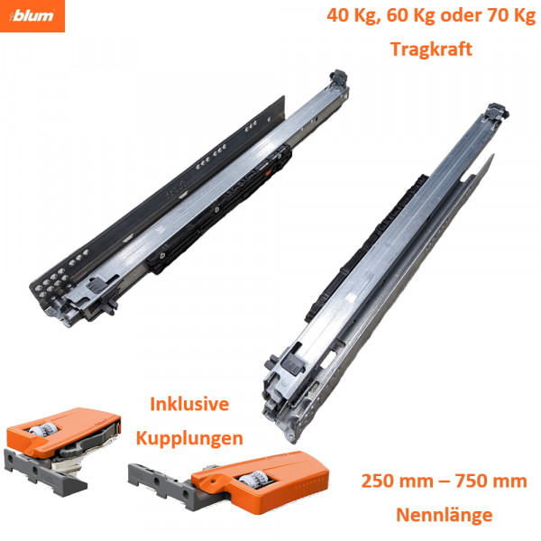 Blum Movento Schubladenauszug - Vollauszug - 40 Kg 60 Kg 70 Kg - MIT Kupplungen