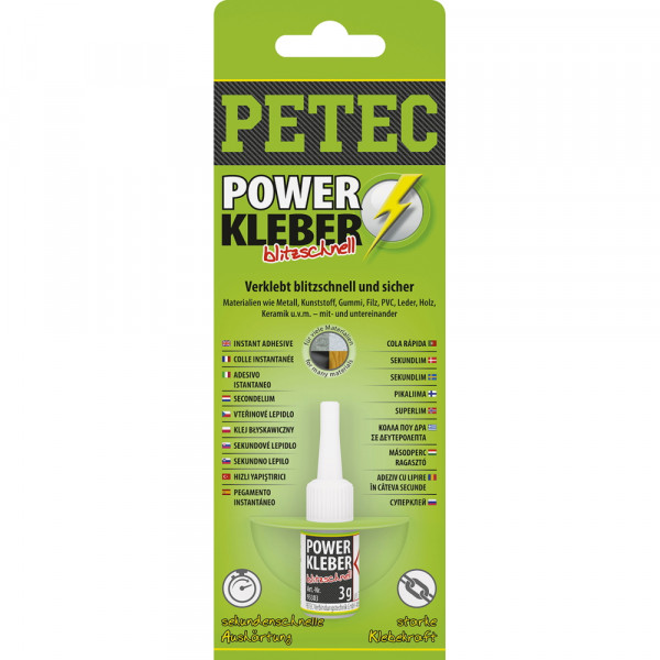 Petec 93403 POWER Kleber blitzschnell - 3 Gramm Flasche