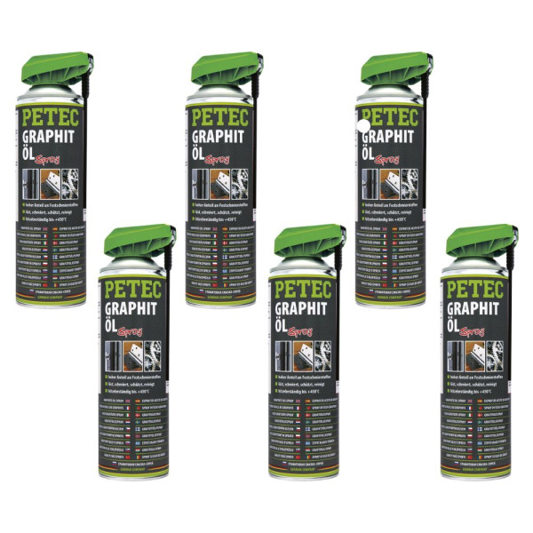 Petec Graphitöl Spray - Spraydose - bis 450 Grad Set - 6 Stück - 72250