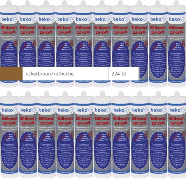 Beko 20x pro4 Premium-Silicon 310ml - 1 Karton - ockerbraun / rotbuche
