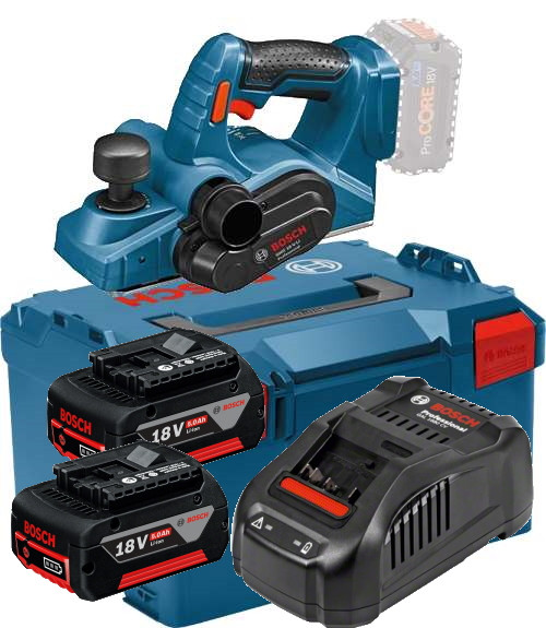 Bosch Akku Hobel GHO 18 V-LI - L-BOXX - Ladegerät GAL1880 - 2x 5AH Akkus