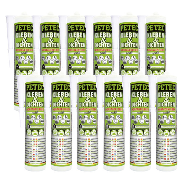 Petec Montagekleber Kleben + Dichten weiß Set - 12 Stück - 94529