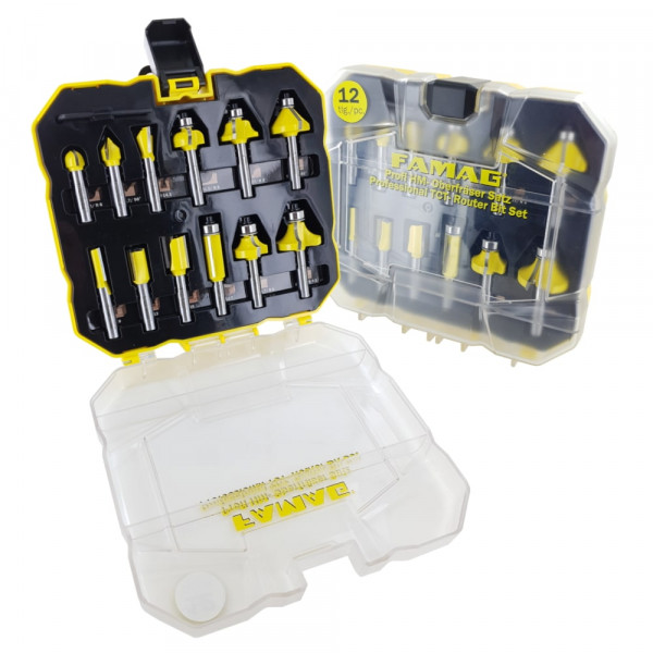 Famag Fräser Set im Kunststoffkoffer - Hartmetall - 12teilig - 8mm Schaft