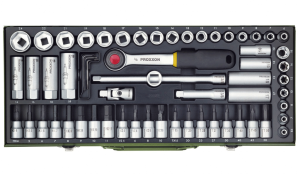 Proxxon Super-Kompaktsatz 23112 mit 3/8''-Ratsche, 65-teilig - 1/2"