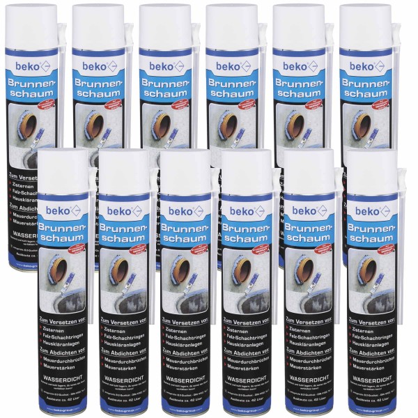 Beko 12x Brunnenschaum 750ml blau - reicht für bis 42 Liter - 25 Min. Aushärtung