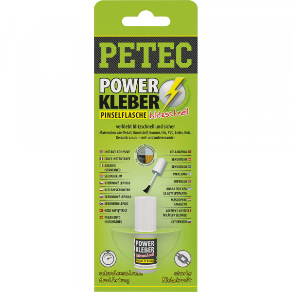 Petec 93404 POWER Kleber blitzschnell - 4 Gramm - Pinselflasche