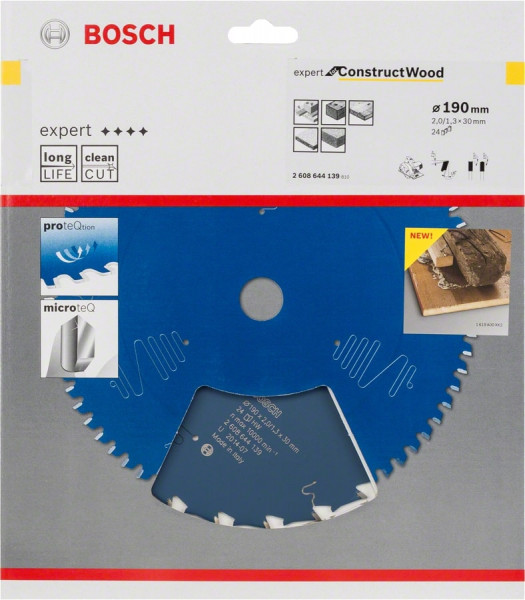 Bosch Sägeblatt Kreissägeblatt EXPERT for Construct Wood - Holz mit Nägel