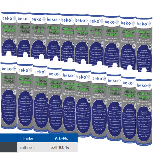 Beko 20x Premium Sanitär Silicon 310ml - PSS Silicon Premium - anthrazit