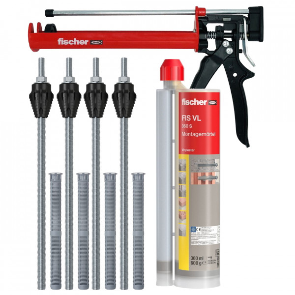 Fischer Thermax Set - 4x THERMAX M16/170 M12 - 1x Mörtel FIS VL360S - 1x Pistole