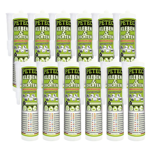 Petec Montagekleber Kleben + Dichten transparent Set - 12 Stück - 94929