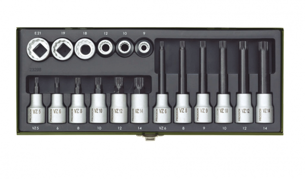 Proxxon Spezialsatz für Vielzahnschrauben XZN, 18-teilig - 23296