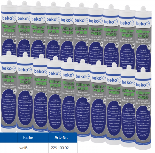Beko 20x Premium Sanitär Silicon 310ml - PSS Silicon Premium - weiß