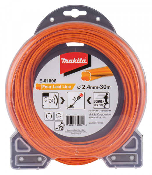 Makita Mähfaden Four Leaf orange - 2,4 mm - E-01806 - 30m - für Trimmer