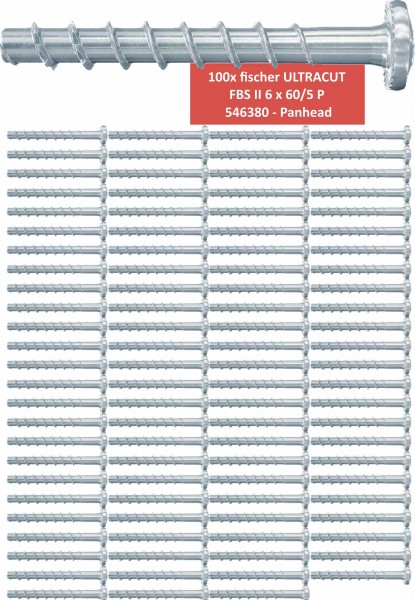Fischer Betonschrauben Panhead UltraCut FBS II 6x60/5 P - 100 Stück - 546380