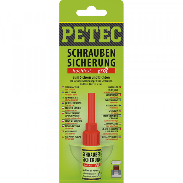 Petec 92005 Schraubensicherung hochest rot - 5 Gramm Flasche
