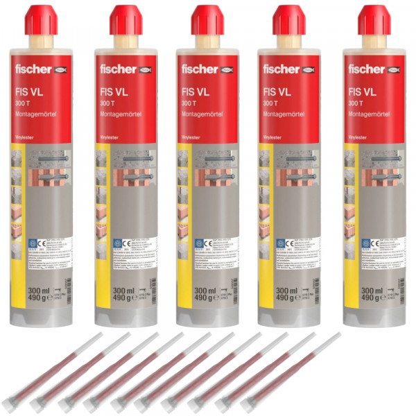 Fischer Montagemörtel FIS VL 300 T - 5 Stück inkl. 10x Statikmischer - 519557