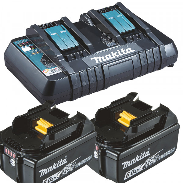 Makita Ladegerät - DC18RD - 196933-6 - 14,4-18V + 2x Akku BL1860 6AH