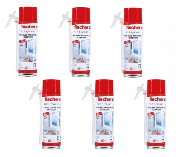 Fischer Schnellschaum Bauschaum Brunnenschaum PU S1/500ml B2 - 1K - 6 Stück