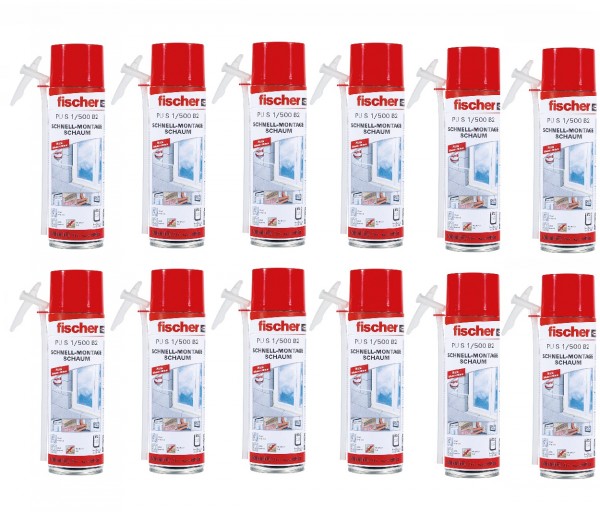 Fischer Schnellschaum Bauschaum Brunnenschaum PU S1/500ml B2 - 1K - 12 Stück