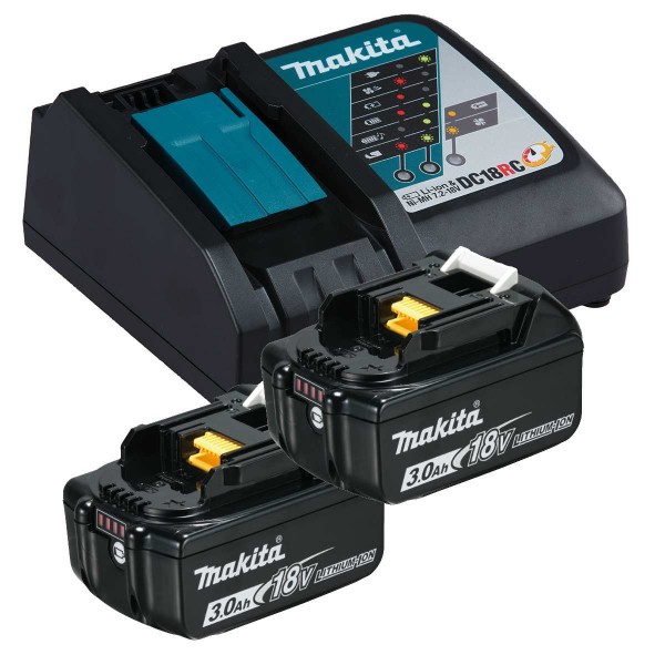 Makita Ladegerät Schnellladegerät - DC18RC - 14,4-18V - 2x BL1830 Akku 18V 3AH