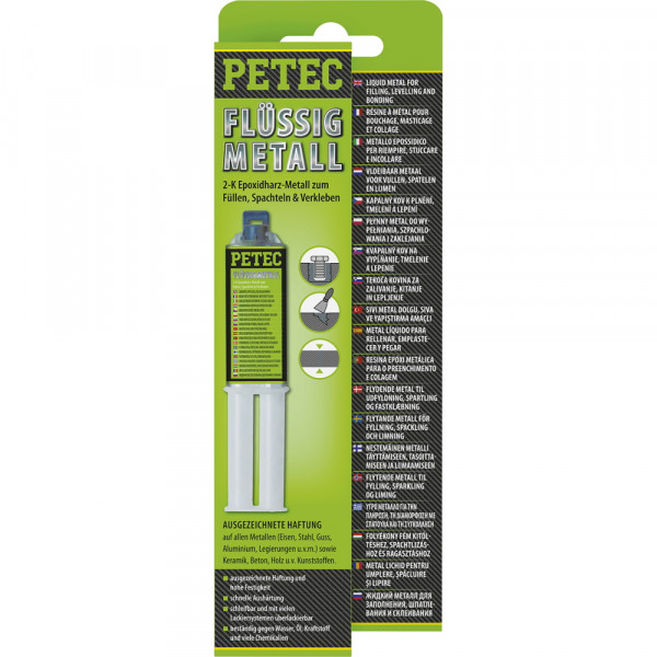 Petec 97425 Flüssigmetall 2K Epoxidharz-Metall - 25ml Tube - Doppelspritze