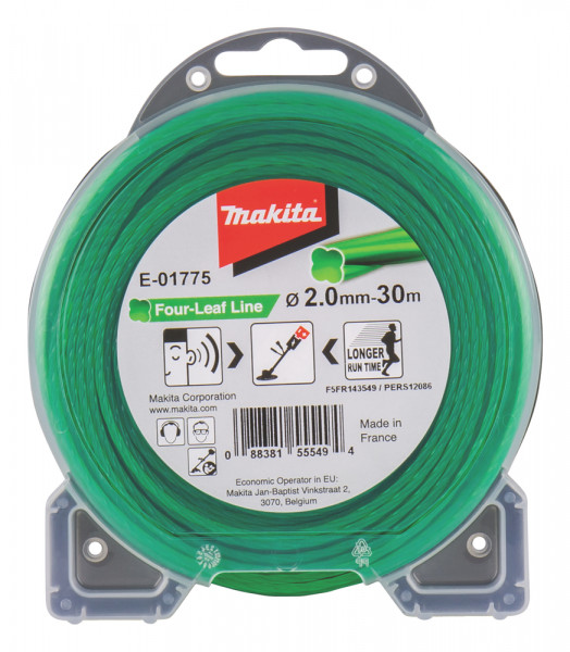 Makita Mähfaden Four Leaf grün - 2 mm - E-01775 - 30m - für Rasentrimmer