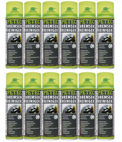 Petec 70060 Bremsenreiniger - 12x 500ml Dose - acetonfrei - wirkt schnell