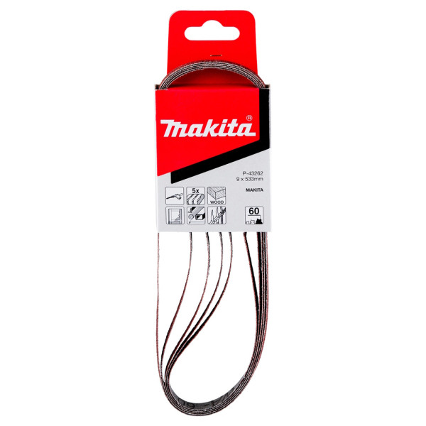 Makita Schleifband – für Holz und Metall - 9 x 533 mm K60 - 5er Set - P-43262