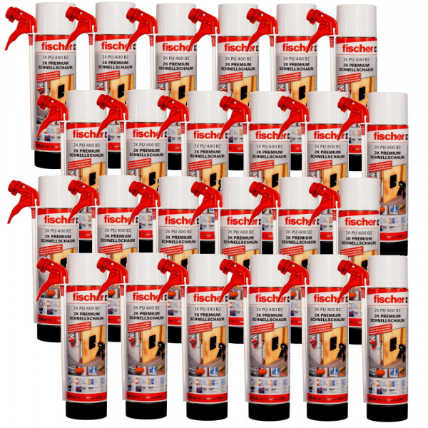 Fischer Zargenschaum Montageschaum Schnellschaum PU 400 B2 - 2K - 24Stück