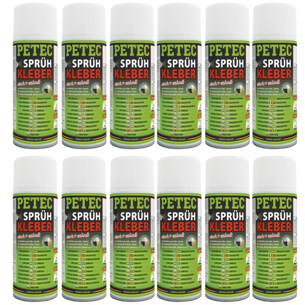Petec Sprühkleber stark und schnell - 12 Stück - 400ml - 94340