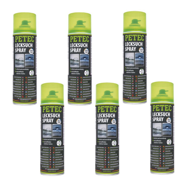 Petec Lecksuchspray - 360 Grad Ventil im Set - 6 Stück - 70750