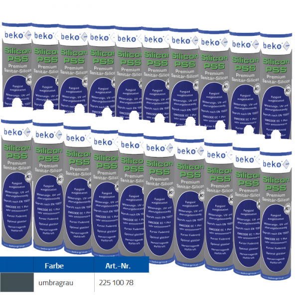 Beko 20x Premium Sanitär Silicon 310ml - PSS Silicon Premium - umbragrau