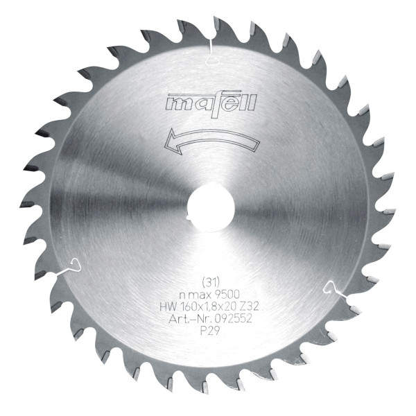 Mafell Sägeblatt HM - 160x1,2/1,8 x 20mm - 32Z - Holzfeinschnitte - 092552