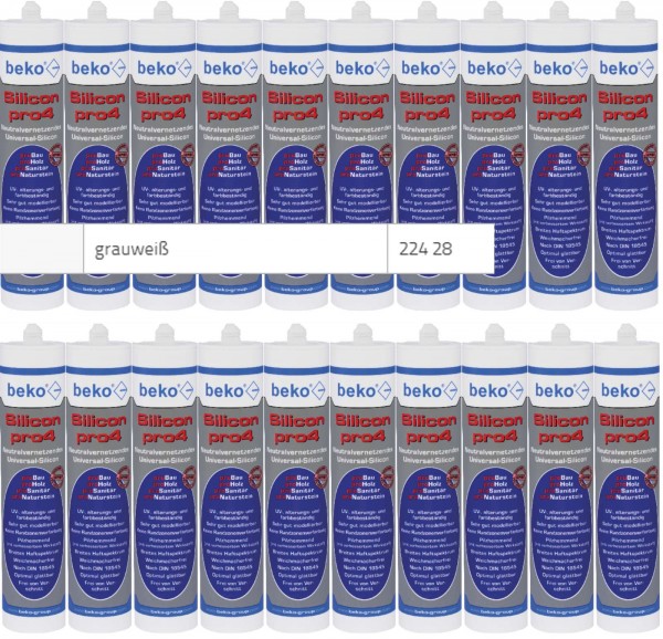 Beko 20x pro4 Premium-Silicon 310ml - 1 Karton - grauweiß