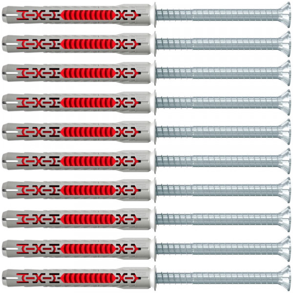 Fischer Langschaftdübel duoxpand 10 x 80 T Senkkopfschraube - 10 Stück - 562155
