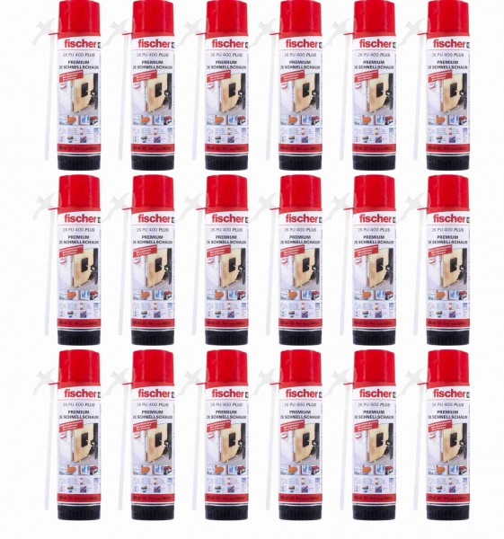 Fischer Zargenschaum Montageschaum Schnellschaum PU 400 Plus - 2K - 18 Stück