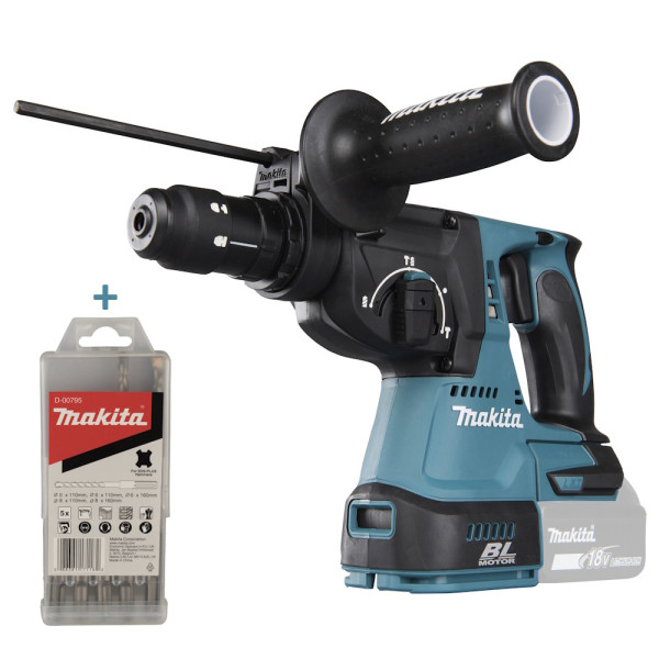 Makita Akku Kombihammer inklusive Bohrerset - DHR243Z - SDS+ ohne Akku/Ladegerät