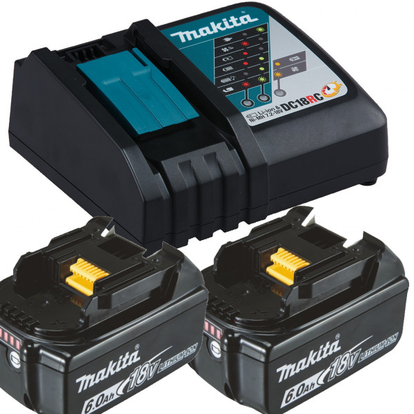 Makita Ladegerät - DC18RC - 14,4-18V + 2x BL1860 AKKU im Set