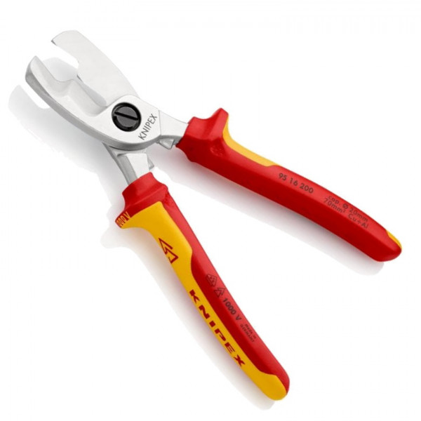 Knipex 95 16 200 Kabelschere mit Doppelschneide - VDE - 200mm